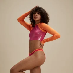 Flu3nte Foil Long Sleeve Crop Top