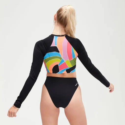 Flu3nte Print Long Sleeve Crop Top