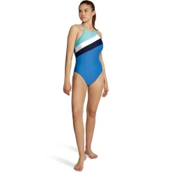 High Neck Colorblock Tie Back One Piece