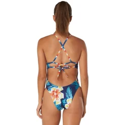 Printed Double Lace Back One Piece