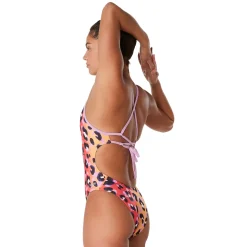 Printed Double Lace Back One Piece