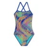 Printed Double X Back One Piece