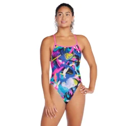 Printed Double X Back One Piece