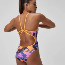 Printed Web Back One Piece