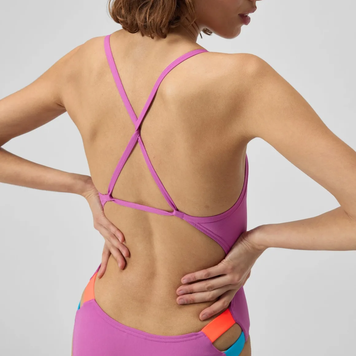 Solid Twist Back One Piece