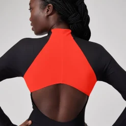 Women's Colourblock Long Sleeve Zip Swimsuit