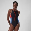 Women's Colourblock Zip Swimsuit